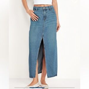Mid-Rise Jean Maxi Skirt